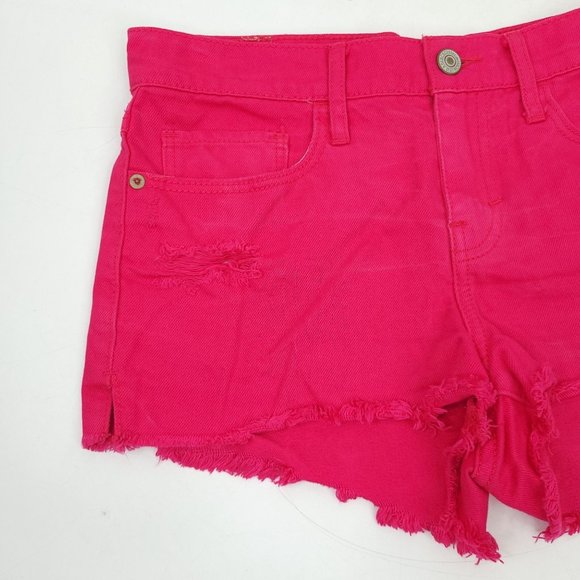 Abercrombie and Fitch Womens Denim Shorts Cutoffs Size 2 W 26 Pink Distressed - Picture 4 of 9
